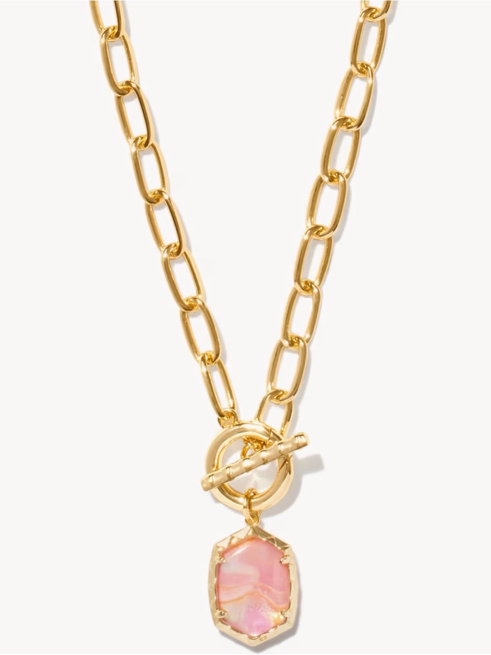 Kendra Scott Gold Chain Necklace with Pink Pendant Charm